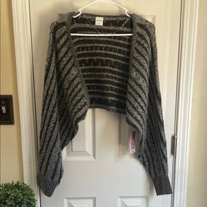 Wild Fable Charcoal and Black Striped Women's Shrug/Bolero Sweater